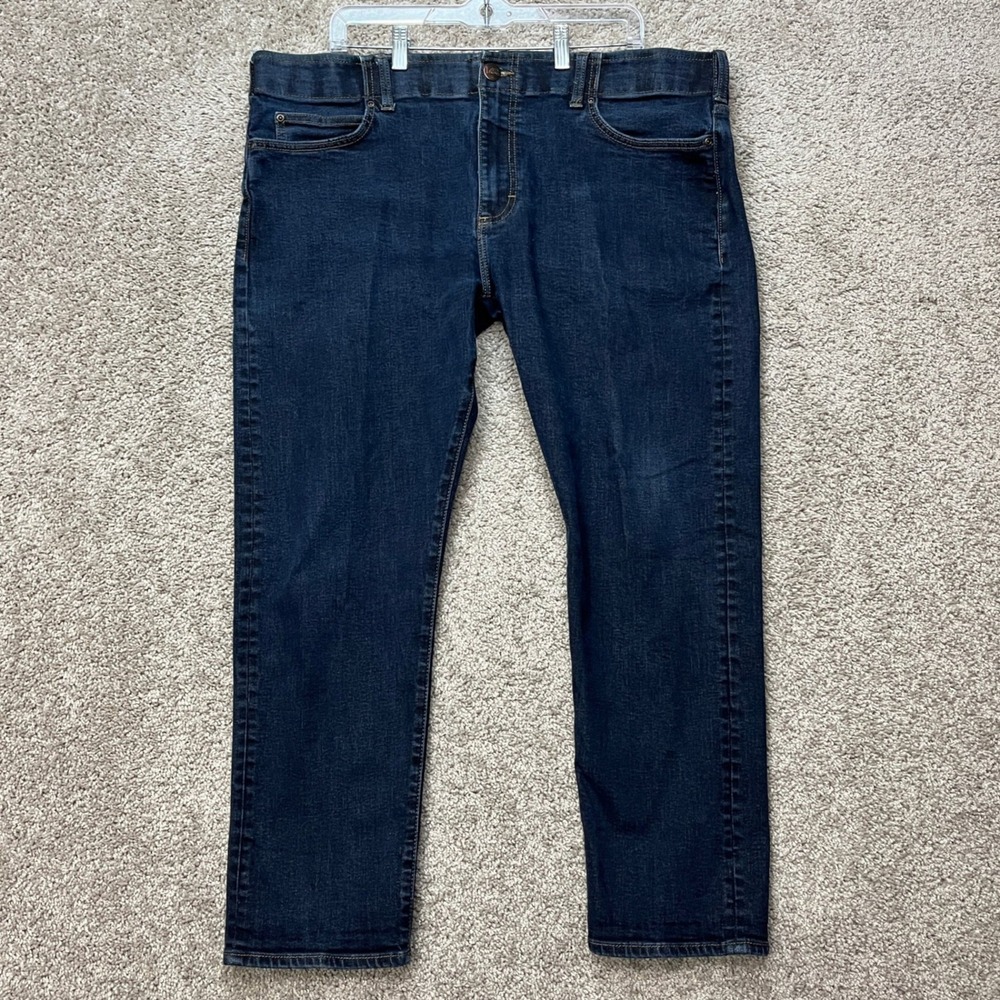 Lee Extreme Motion MVP Jeans Mens Tag 42x29 Dark Indigo Slim Tapered Stretch